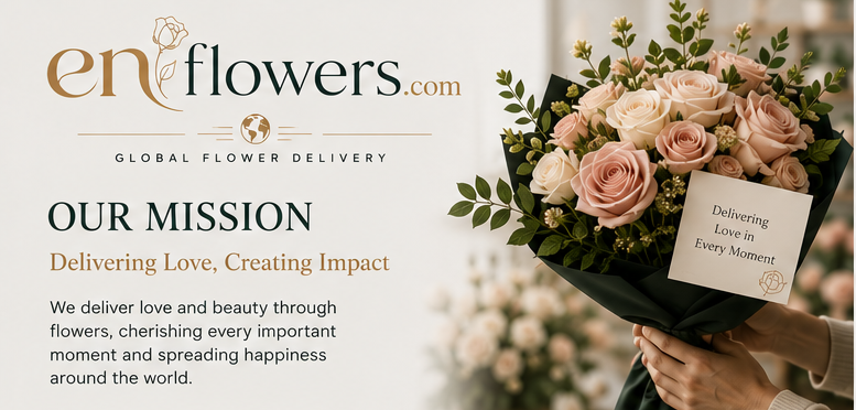 enflowers.com brand mission with a hand-tied bouquet