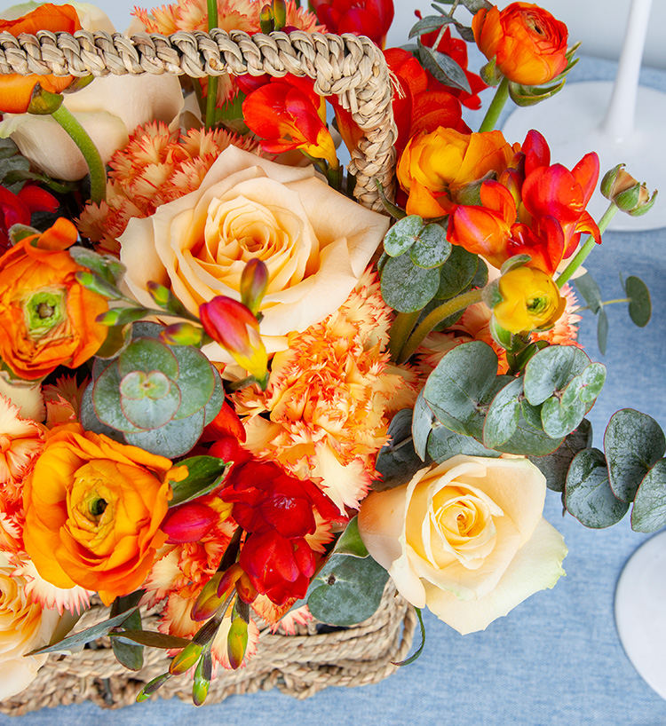 Ten Roses & Eucalyptus Bouquet — alternate view
