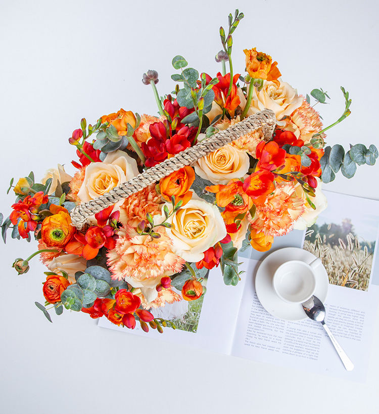 Ten Roses & Eucalyptus Bouquet — alternate view