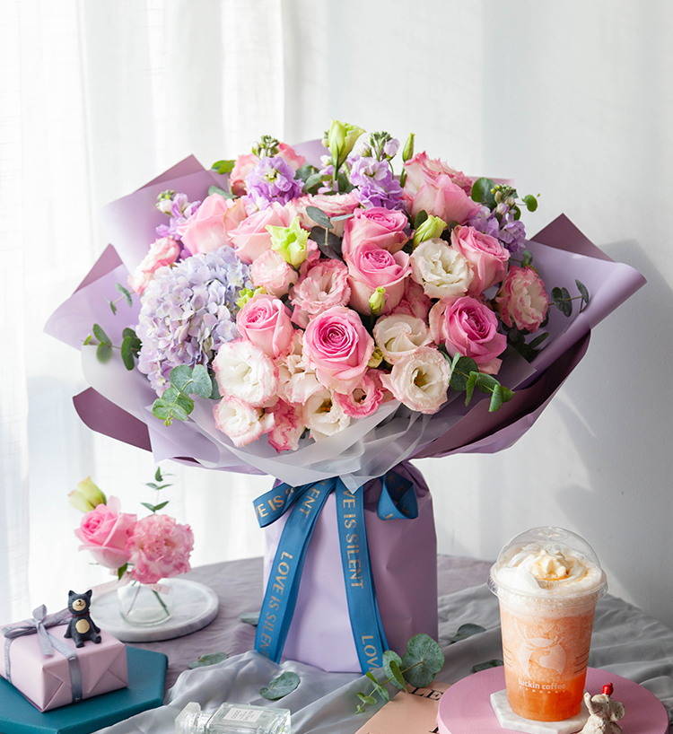 Eleven Roses & Stock Flowers Bouquet