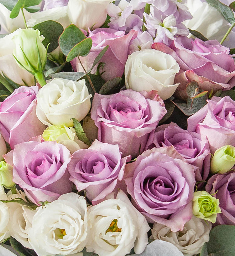 Eleven Roses & White Lisianthus & Stock Flowers Bouquet — alternate view